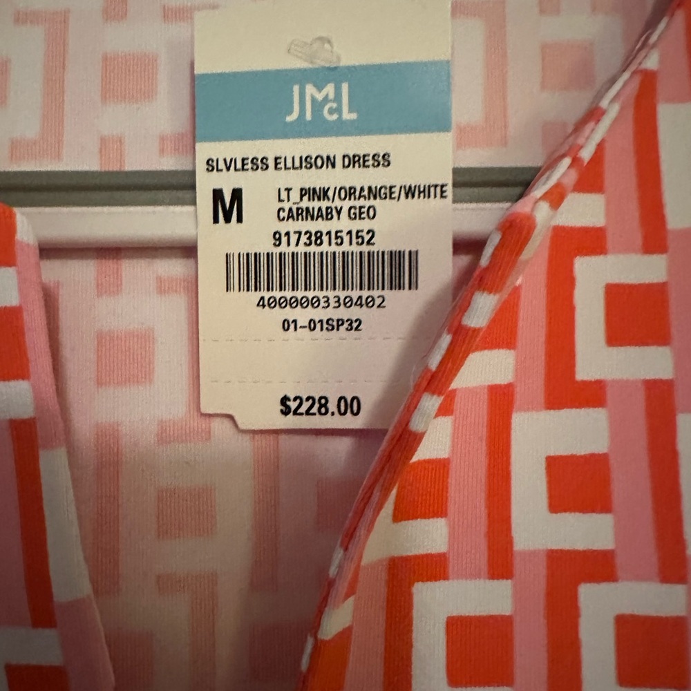 J. McLaughlin Geometric Pink and Orange Dress